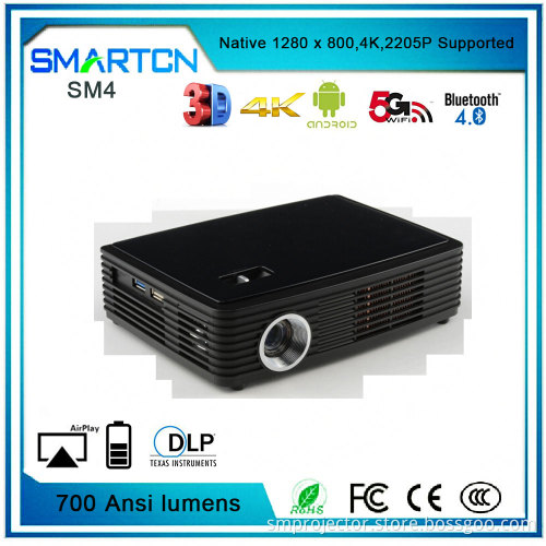 Factory portable and incredibily bright projector 4k 3d mini projector dlp with android micro lumens